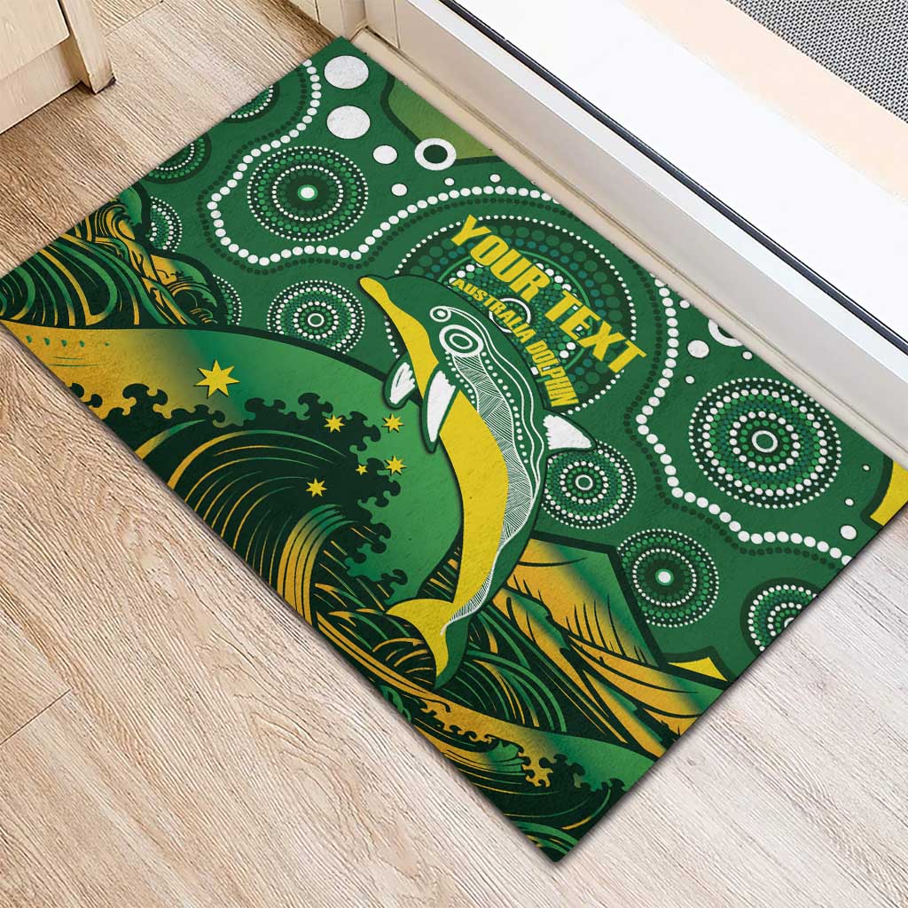 Personalised Australia Swimming Rubber Doormat Aussie Dolphin Aboriginal National Color
