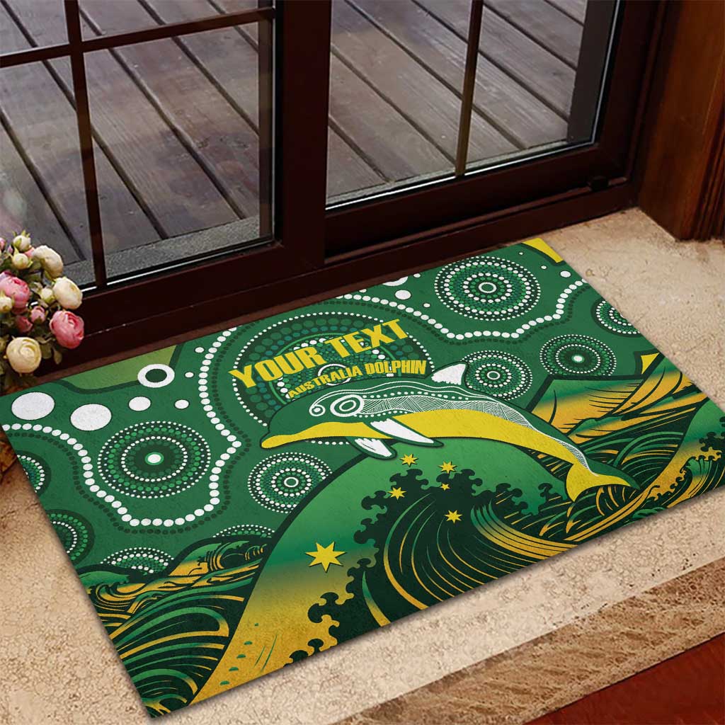 Personalised Australia Swimming Rubber Doormat Aussie Dolphin Aboriginal National Color