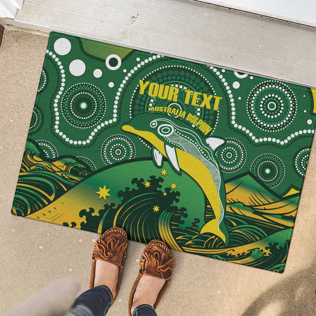 Personalised Australia Swimming Rubber Doormat Aussie Dolphin Aboriginal National Color