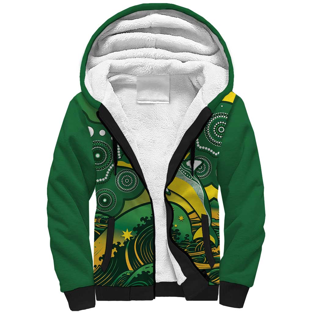 Personalised Australia Swimming Sherpa Hoodie Aussie Dolphin Aboriginal National Color