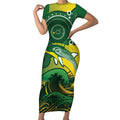 Personalised Australia Swimming Short Sleeve Bodycon Dress Aussie Dolphin Aboriginal National Color