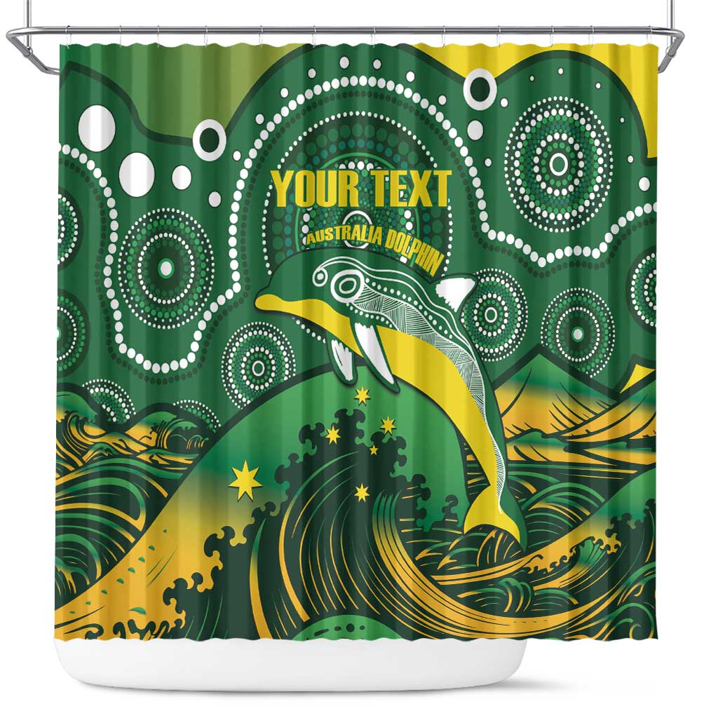 Personalised Australia Swimming Shower Curtain Aussie Dolphin Aboriginal National Color
