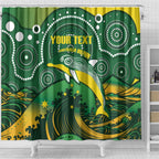 Personalised Australia Swimming Shower Curtain Aussie Dolphin Aboriginal National Color
