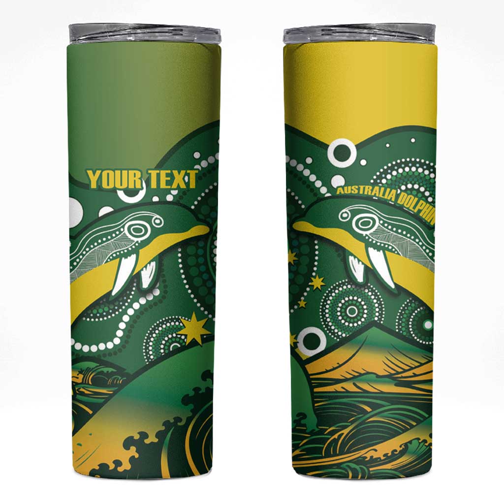 Personalised Australia Swimming Skinny Tumbler Aussie Dolphin Aboriginal National Color