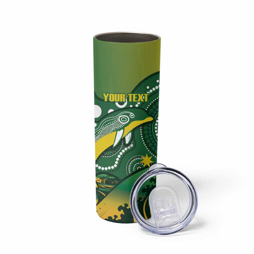 Personalised Australia Swimming Skinny Tumbler Aussie Dolphin Aboriginal National Color