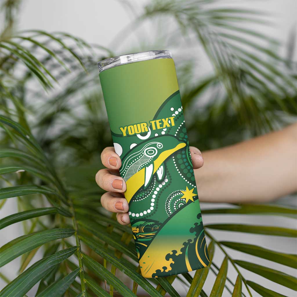 Personalised Australia Swimming Skinny Tumbler Aussie Dolphin Aboriginal National Color