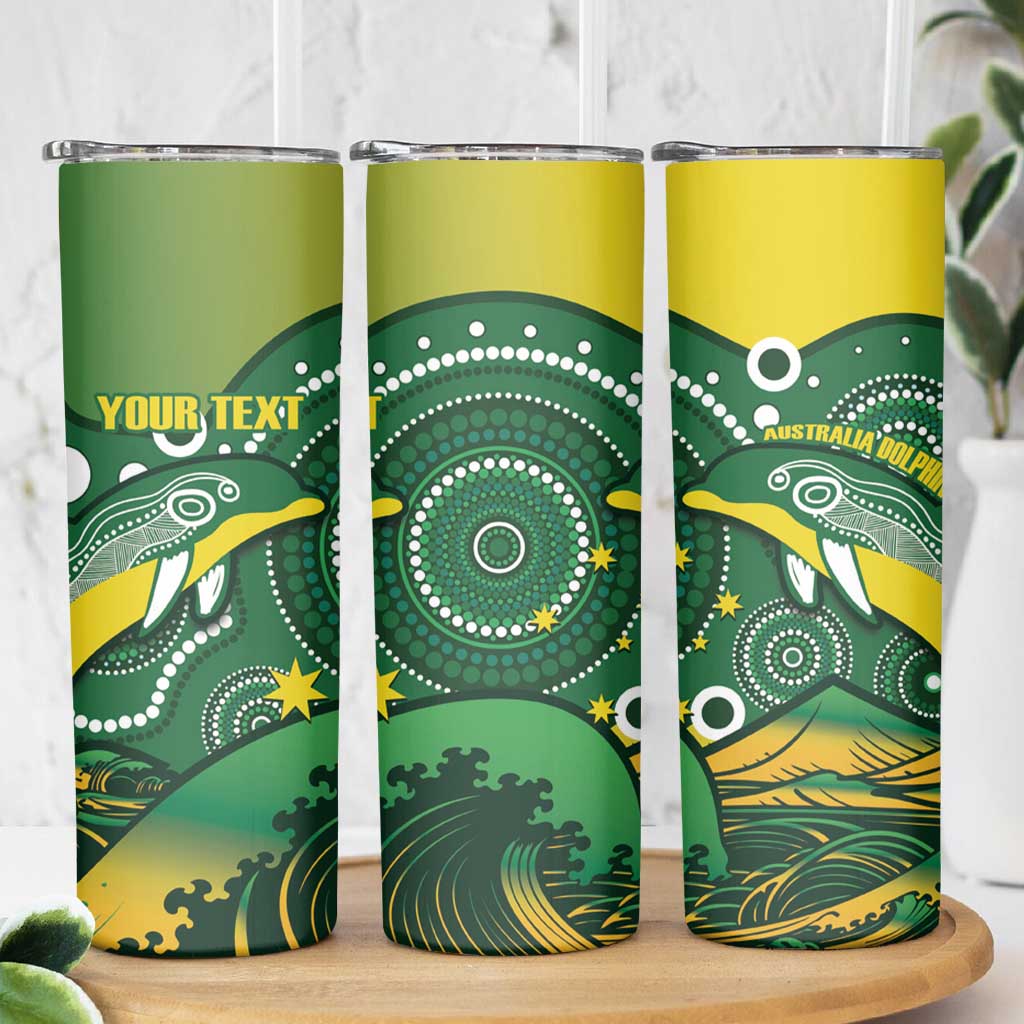 Personalised Australia Swimming Skinny Tumbler Aussie Dolphin Aboriginal National Color