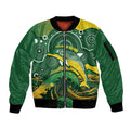 Personalised Australia Swimming Sleeve Zip Bomber Jacket Aussie Dolphin Aboriginal National Color