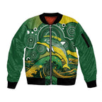 Personalised Australia Swimming Sleeve Zip Bomber Jacket Aussie Dolphin Aboriginal National Color