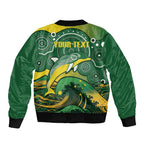 Personalised Australia Swimming Sleeve Zip Bomber Jacket Aussie Dolphin Aboriginal National Color