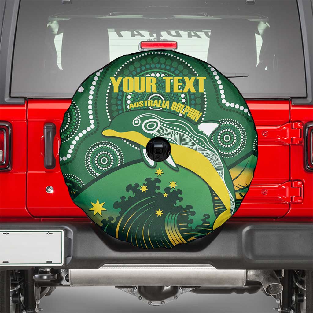 Personalised Australia Swimming Spare Tire Cover Aussie Dolphin Aboriginal National Color
