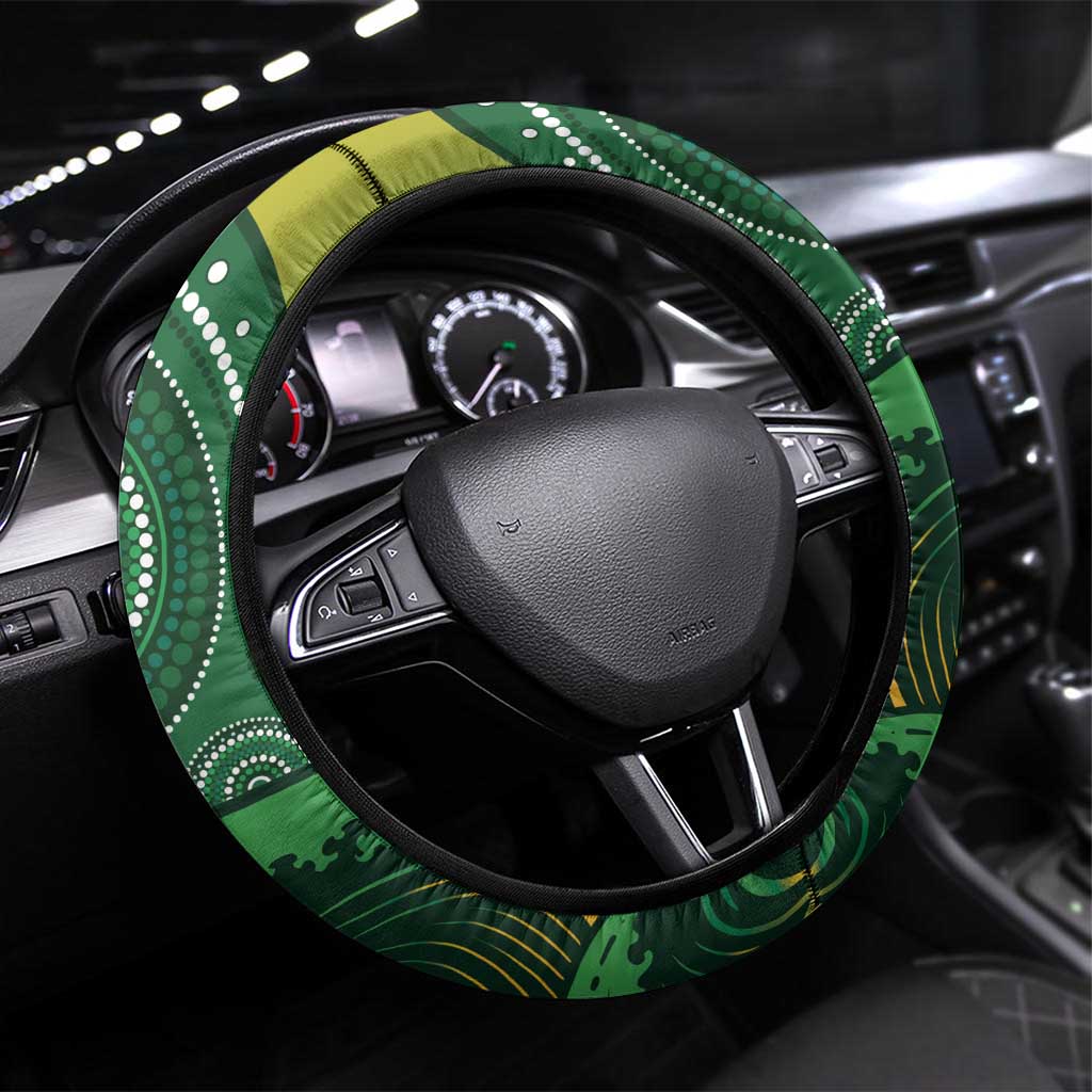 Australia Swimming Steering Wheel Cover Aussie Dolphin Aboriginal National Color