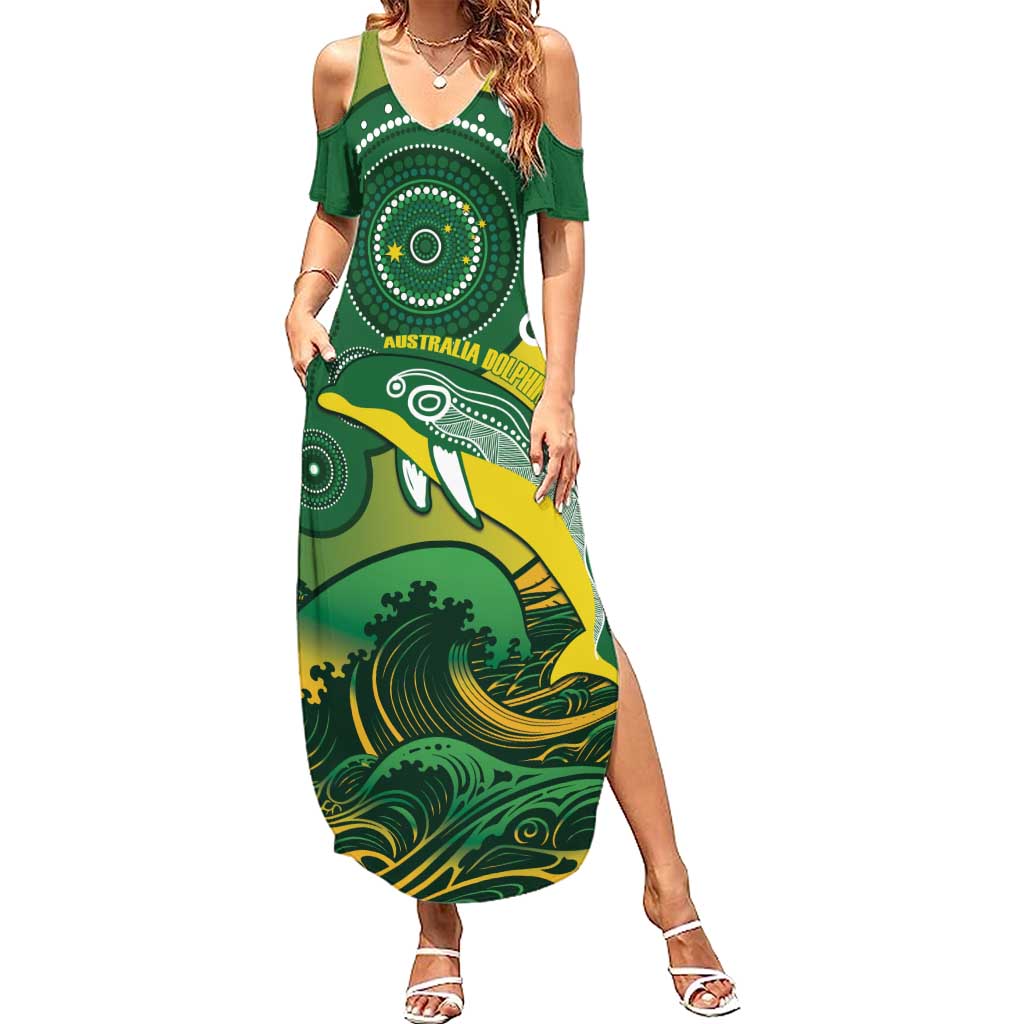 Personalised Australia Swimming Summer Maxi Dress Aussie Dolphin Aboriginal National Color