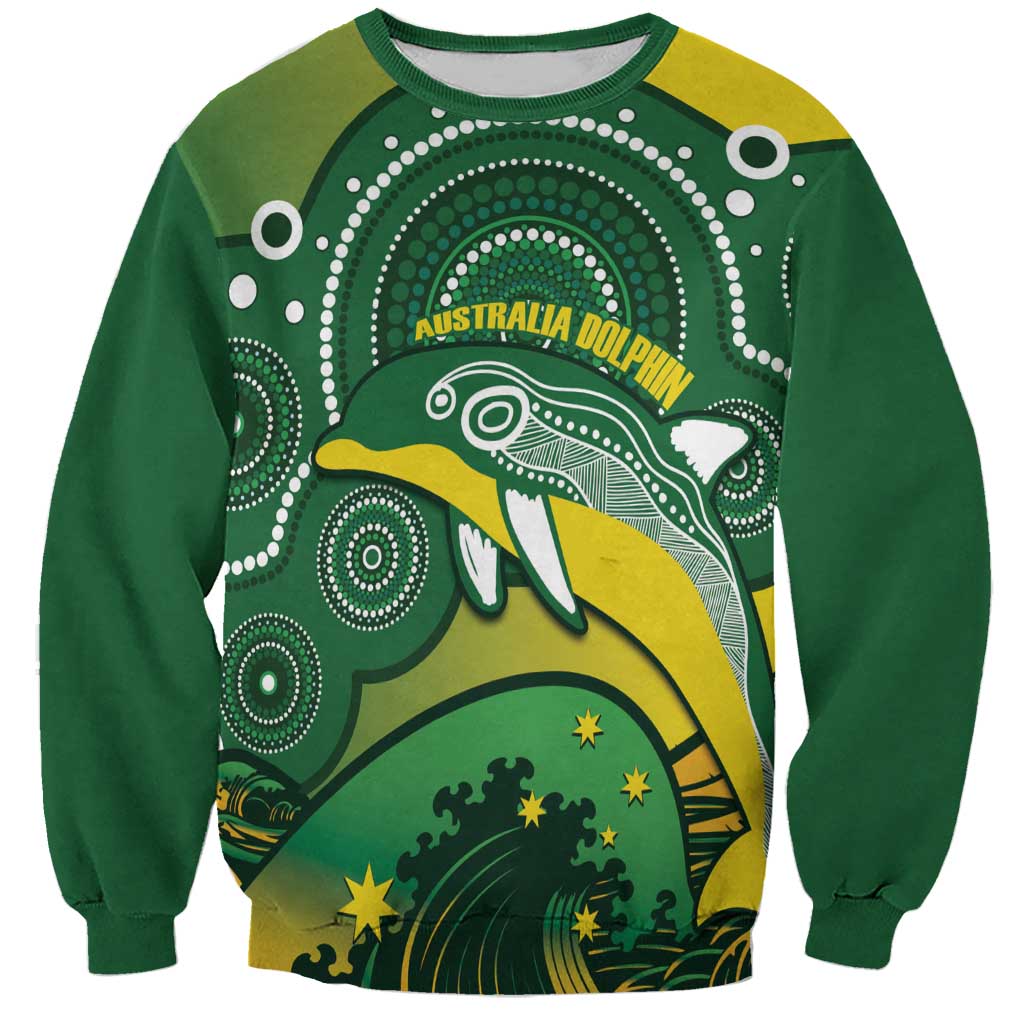 Personalised Australia Swimming Sweatshirt Aussie Dolphin Aboriginal National Color