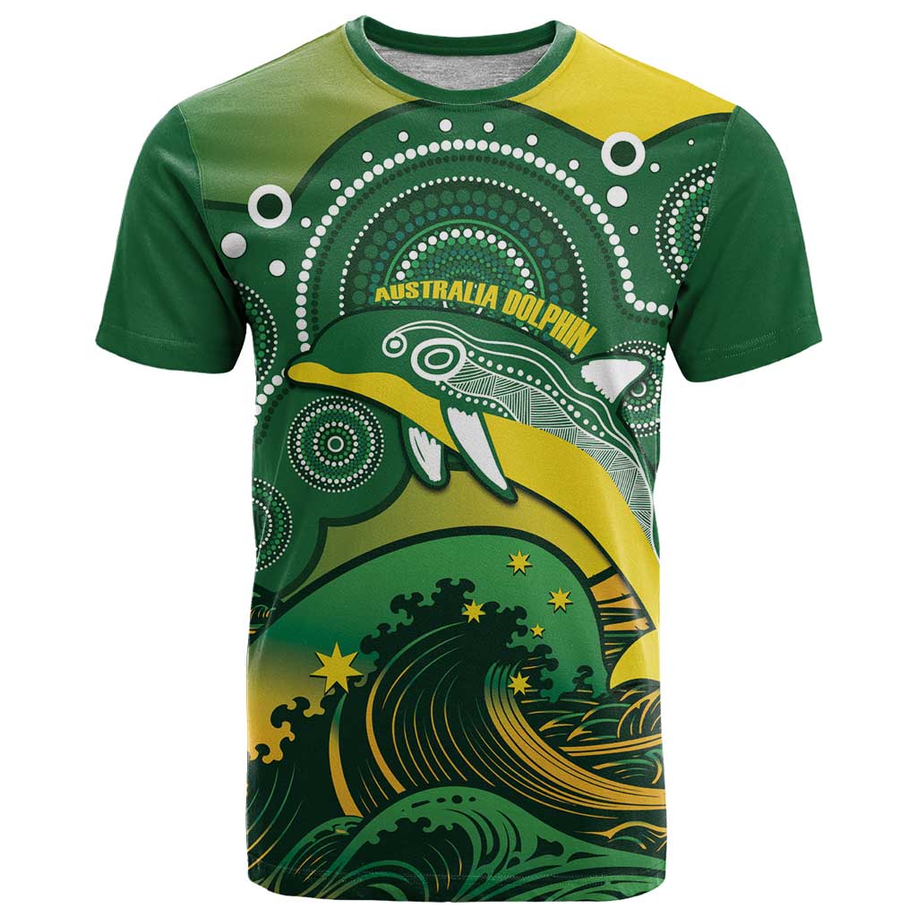 Personalised Australia Swimming T Shirt Aussie Dolphin Aboriginal National Color