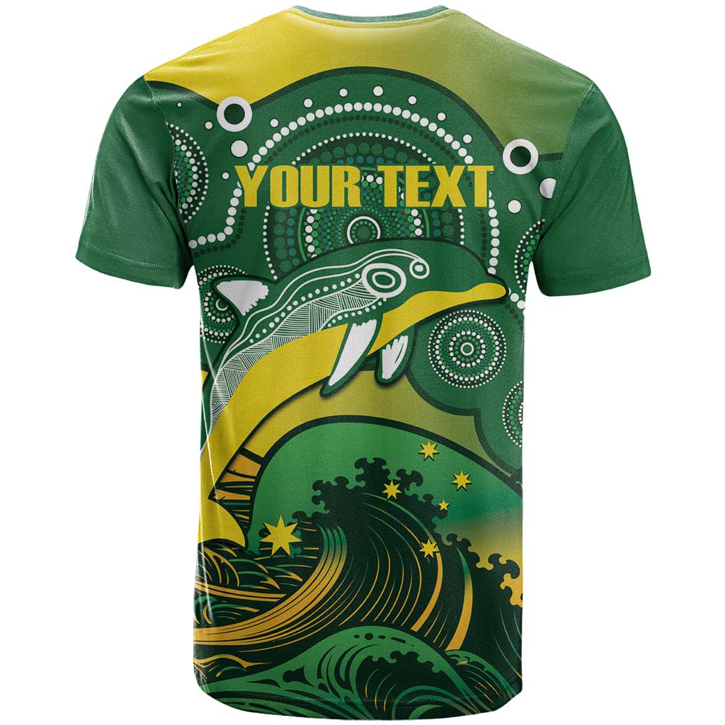 Personalised Australia Swimming T Shirt Aussie Dolphin Aboriginal National Color