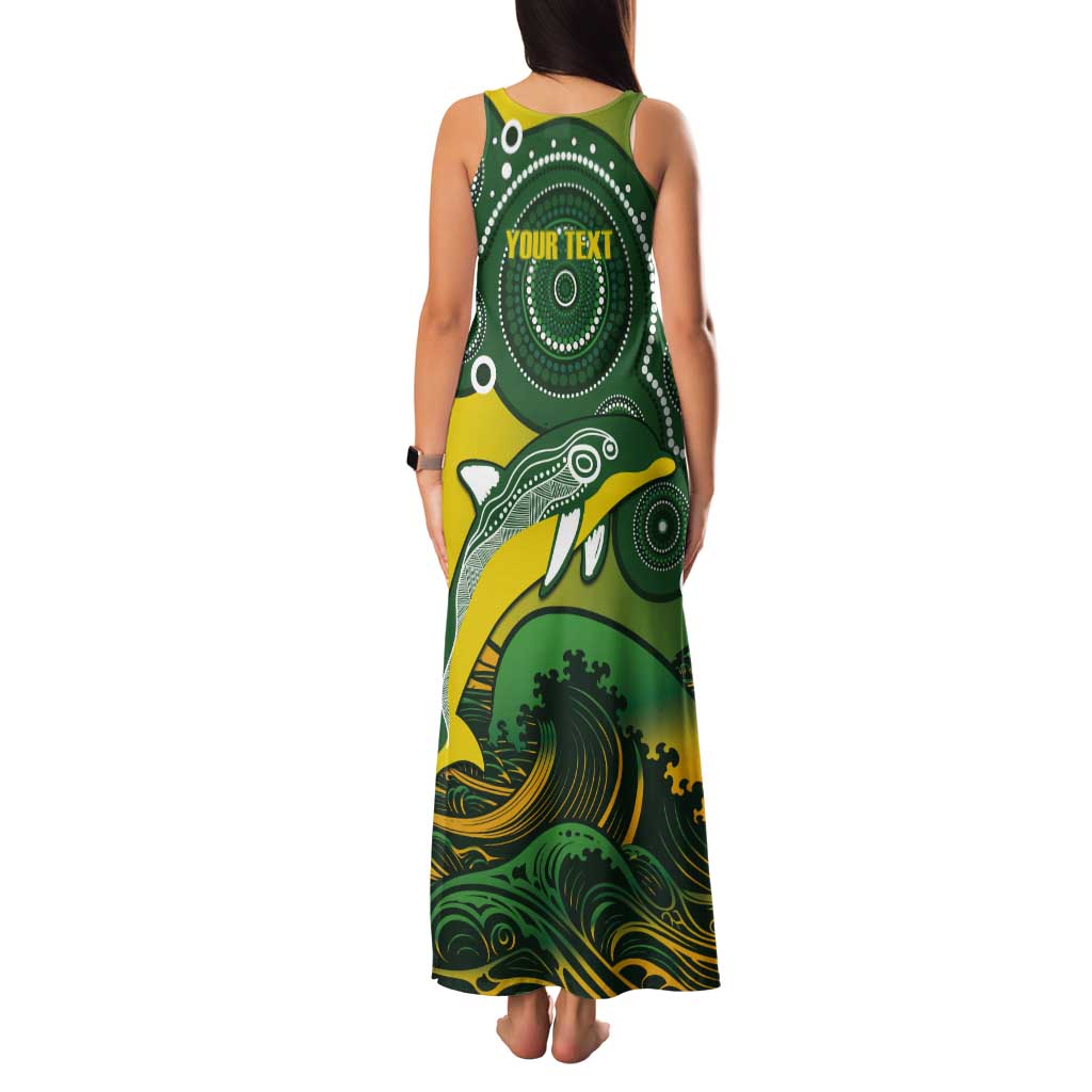 Personalised Australia Swimming Tank Maxi Dress Aussie Dolphin Aboriginal National Color