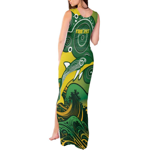 Personalised Australia Swimming Tank Maxi Dress Aussie Dolphin Aboriginal National Color