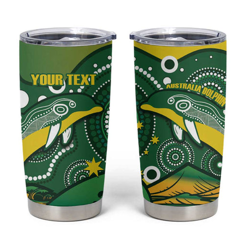 Personalised Australia Swimming Tumbler Cup Aussie Dolphin Aboriginal National Color