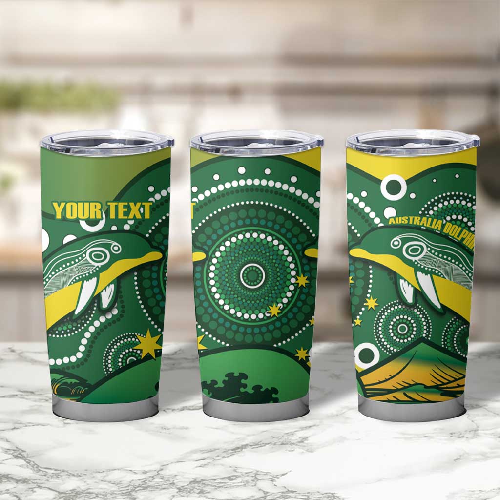 Personalised Australia Swimming Tumbler Cup Aussie Dolphin Aboriginal National Color