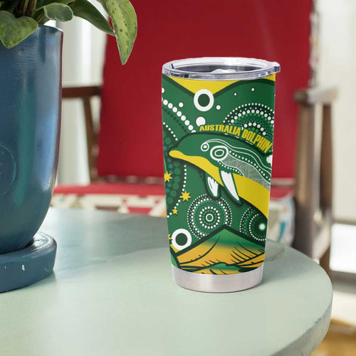 Personalised Australia Swimming Tumbler Cup Aussie Dolphin Aboriginal National Color