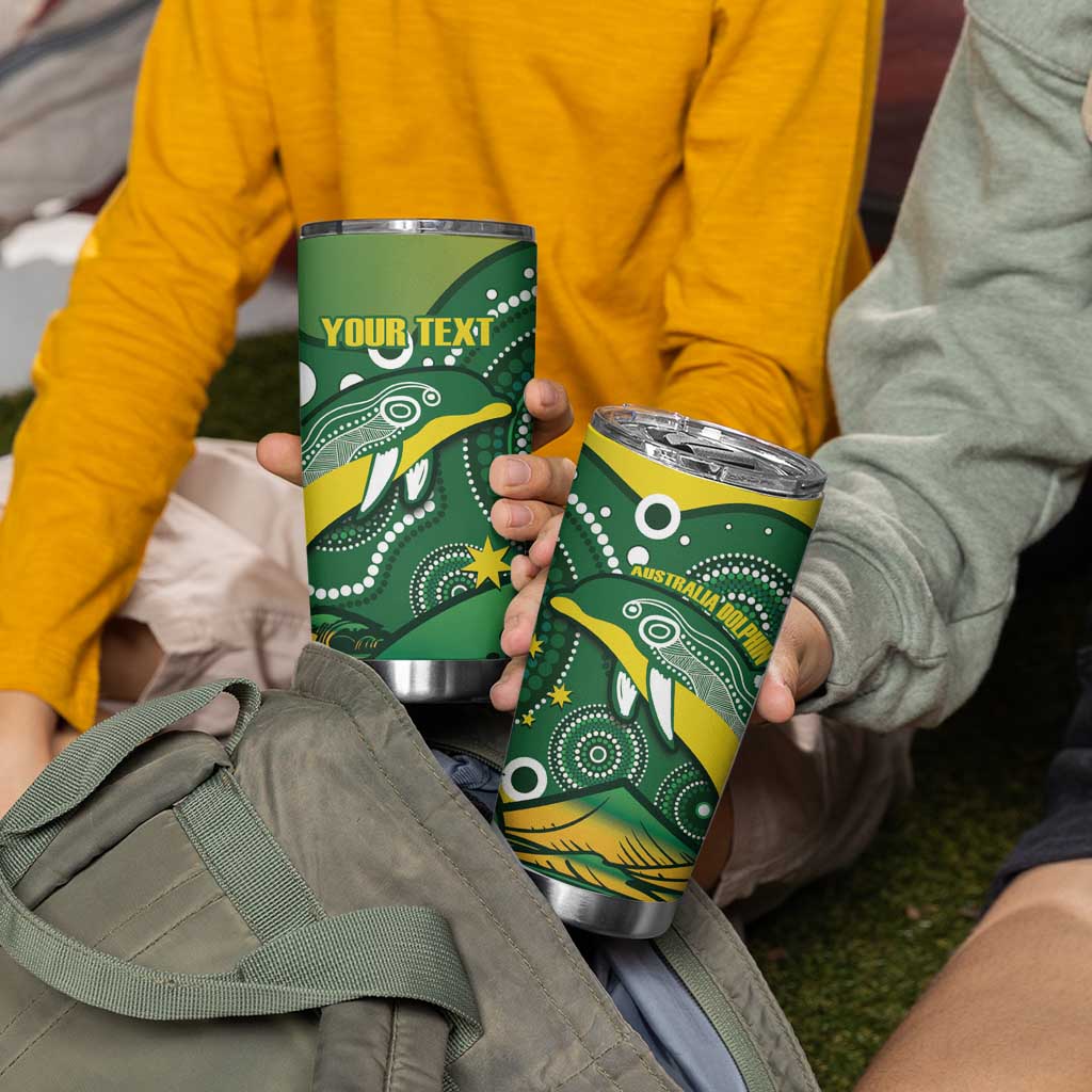 Personalised Australia Swimming Tumbler Cup Aussie Dolphin Aboriginal National Color