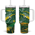Personalised Australia Swimming Tumbler With Handle Aussie Dolphin Aboriginal National Color