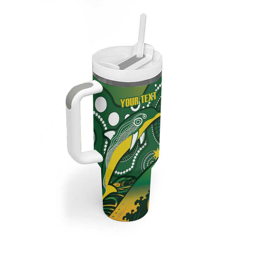 Personalised Australia Swimming Tumbler With Handle Aussie Dolphin Aboriginal National Color