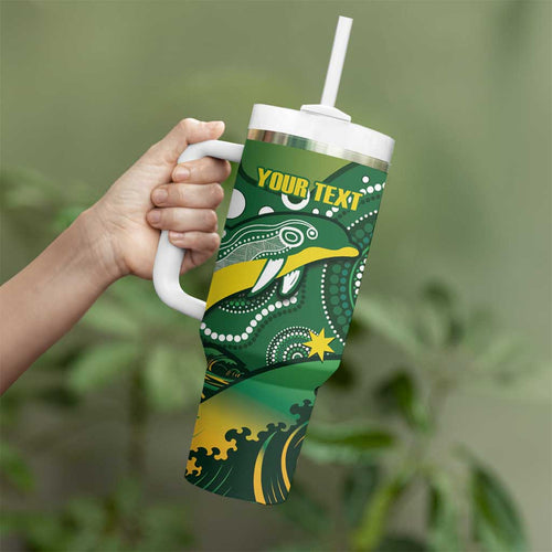 Personalised Australia Swimming Tumbler With Handle Aussie Dolphin Aboriginal National Color