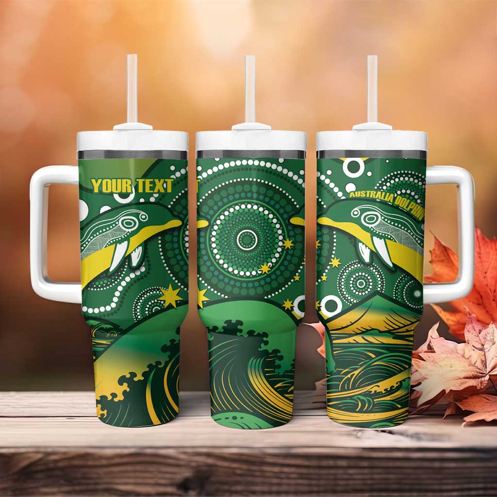 Personalised Australia Swimming Tumbler With Handle Aussie Dolphin Aboriginal National Color