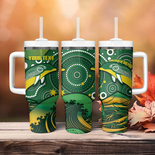 Personalised Australia Swimming Tumbler With Handle Aussie Dolphin Aboriginal National Color