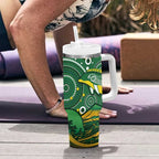 Personalised Australia Swimming Tumbler With Handle Aussie Dolphin Aboriginal National Color
