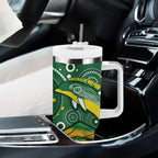Personalised Australia Swimming Tumbler With Handle Aussie Dolphin Aboriginal National Color