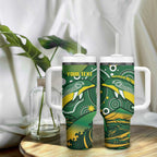 Personalised Australia Swimming Tumbler With Handle Aussie Dolphin Aboriginal National Color