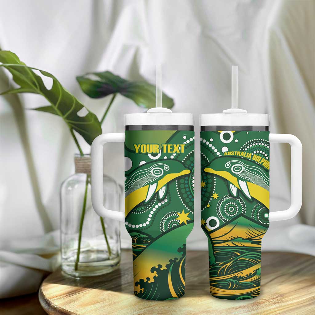 Personalised Australia Swimming Tumbler With Handle Aussie Dolphin Aboriginal National Color