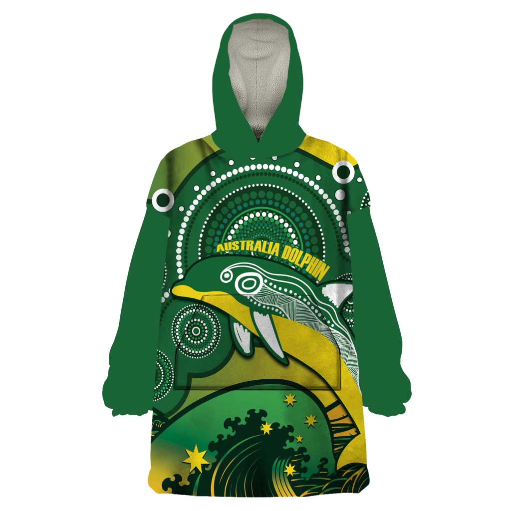 Personalised Australia Swimming Wearable Blanket Hoodie Aussie Dolphin Aboriginal National Color