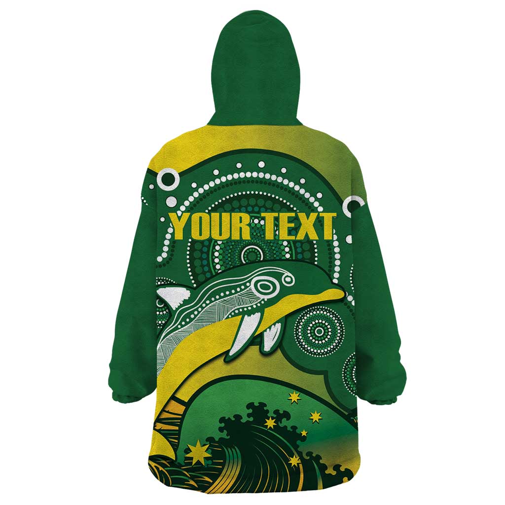 Personalised Australia Swimming Wearable Blanket Hoodie Aussie Dolphin Aboriginal National Color