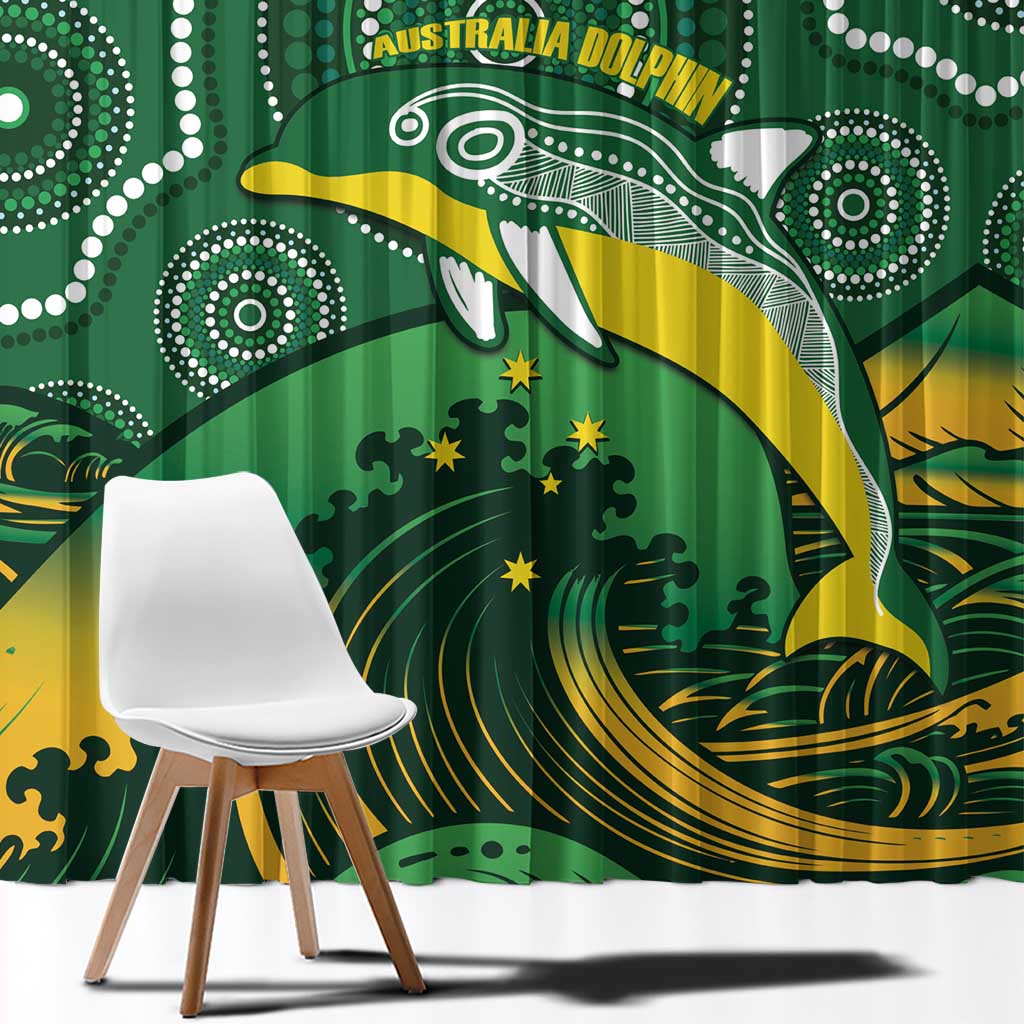Personalised Australia Swimming Window Curtain Aussie Dolphin Aboriginal National Color