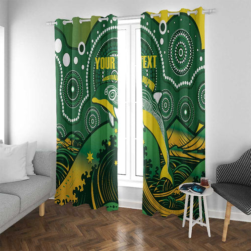 Personalised Australia Swimming Window Curtain Aussie Dolphin Aboriginal National Color