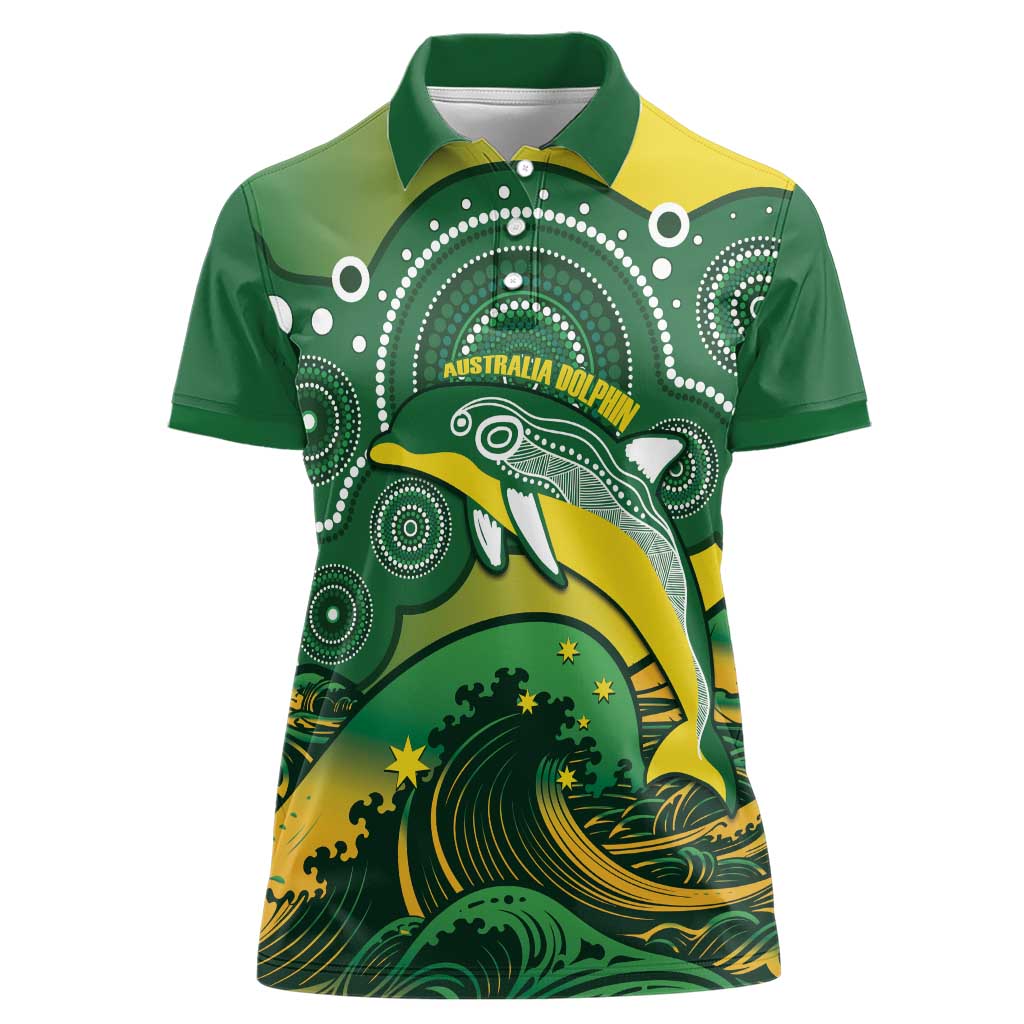 Personalised Australia Swimming Women Polo Shirt Aussie Dolphin Aboriginal National Color