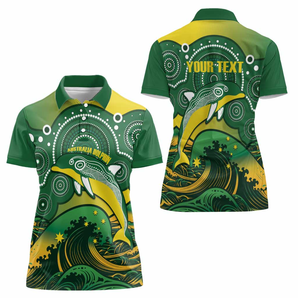 Personalised Australia Swimming Women Polo Shirt Aussie Dolphin Aboriginal National Color