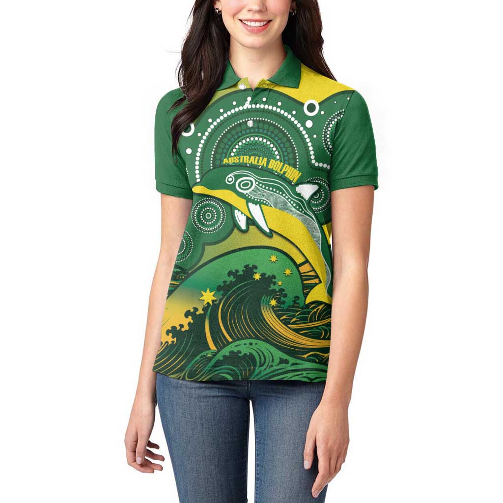 Personalised Australia Swimming Women Polo Shirt Aussie Dolphin Aboriginal National Color