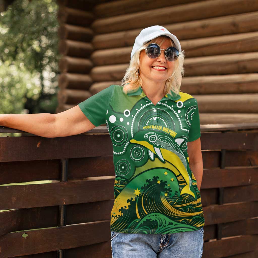 Personalised Australia Swimming Women Polo Shirt Aussie Dolphin Aboriginal National Color