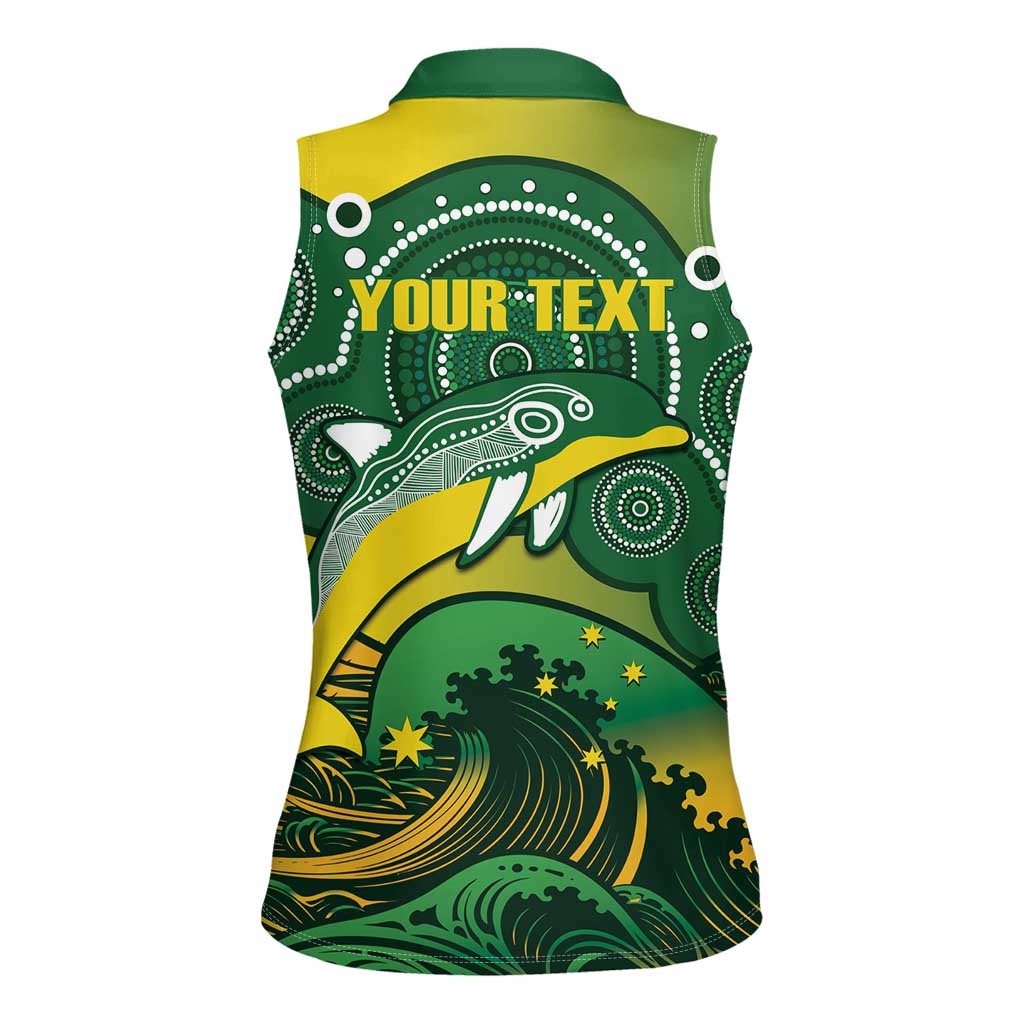 Personalised Australia Swimming Women Sleeveless Polo Shirt Aussie Dolphin Aboriginal National Color