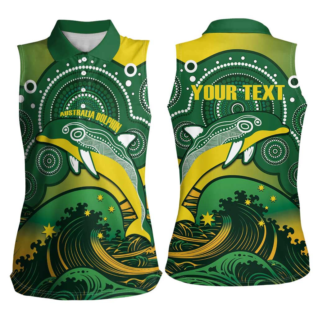 Personalised Australia Swimming Women Sleeveless Polo Shirt Aussie Dolphin Aboriginal National Color