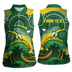Personalised Australia Swimming Women Sleeveless Polo Shirt Aussie Dolphin Aboriginal National Color