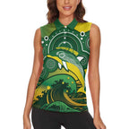 Personalised Australia Swimming Women Sleeveless Polo Shirt Aussie Dolphin Aboriginal National Color