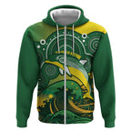 Personalised Australia Swimming Zip Hoodie Aussie Dolphin Aboriginal National Color