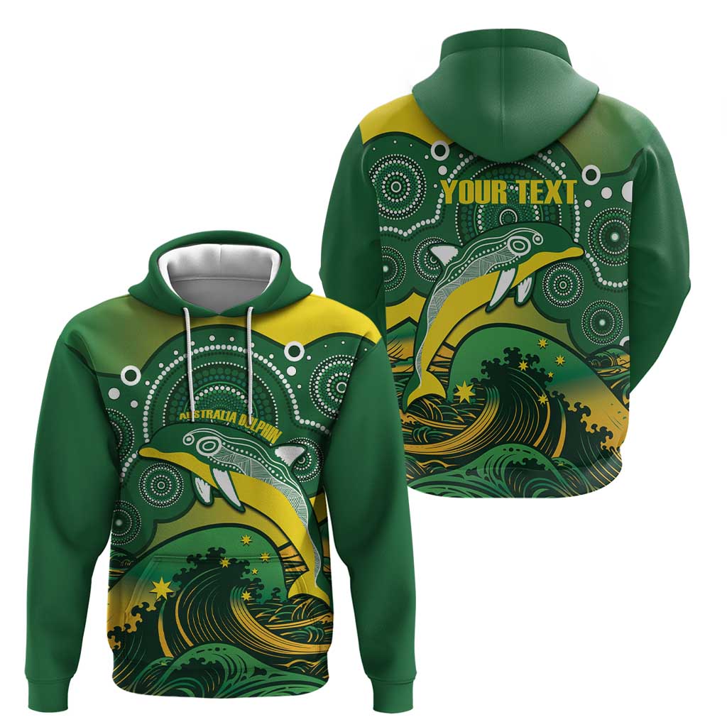 Personalised Australia Swimming Zip Hoodie Aussie Dolphin Aboriginal National Color