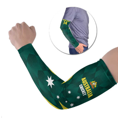 Australia Cricket Custom Arm Sleeves Go Aussie Dynamic Green - Aussie Hoodie